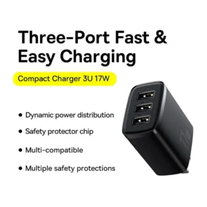 Baseus Compact Charger 3U 17W CN Black