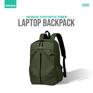 Amaze A940 Workie Synthetic Fiber Laptop Backpack ? Green ? BIS