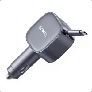 Anker Nano Car Charger 75W Built-In Retractable Usb-C Cable ? Grey ? A2738HA2 ? OP