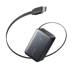 Anker Nano Power Bank 10000mAh 45W Built-In Retractable USB-C Cable ? Black ? A1638H11 ? OP