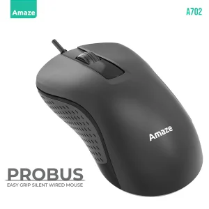 Amaze A702 Probus Silent Click Wired Mouse ? Black ? BIS