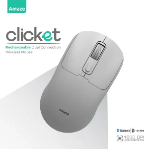 Amaze A712 Clicket Dual Wireless Rechargeable Mouse ? White ? BIS