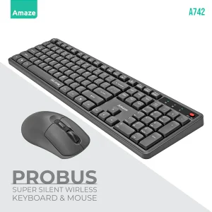 Amaze A742 Probus Super Silent Wireless Keyboard & Mouse Combo ? Black ? BIS