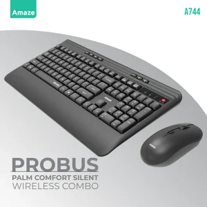 Amaze A744 Probus Palm Comfort Silent Wireless Keyboard & Mouse Combo ? Black ? BIS