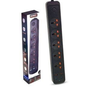 Speed-X 504PU Premium Portable Power Strip ? 5 Sockets, 2 USB & 2 Type-C