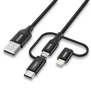 Choetech 3 In 1 Braided Cable ? IP0030 ? Black ? GC